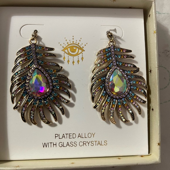 eye candy Jewelry Eye Candy Iridescent Peacock Feather Earrings